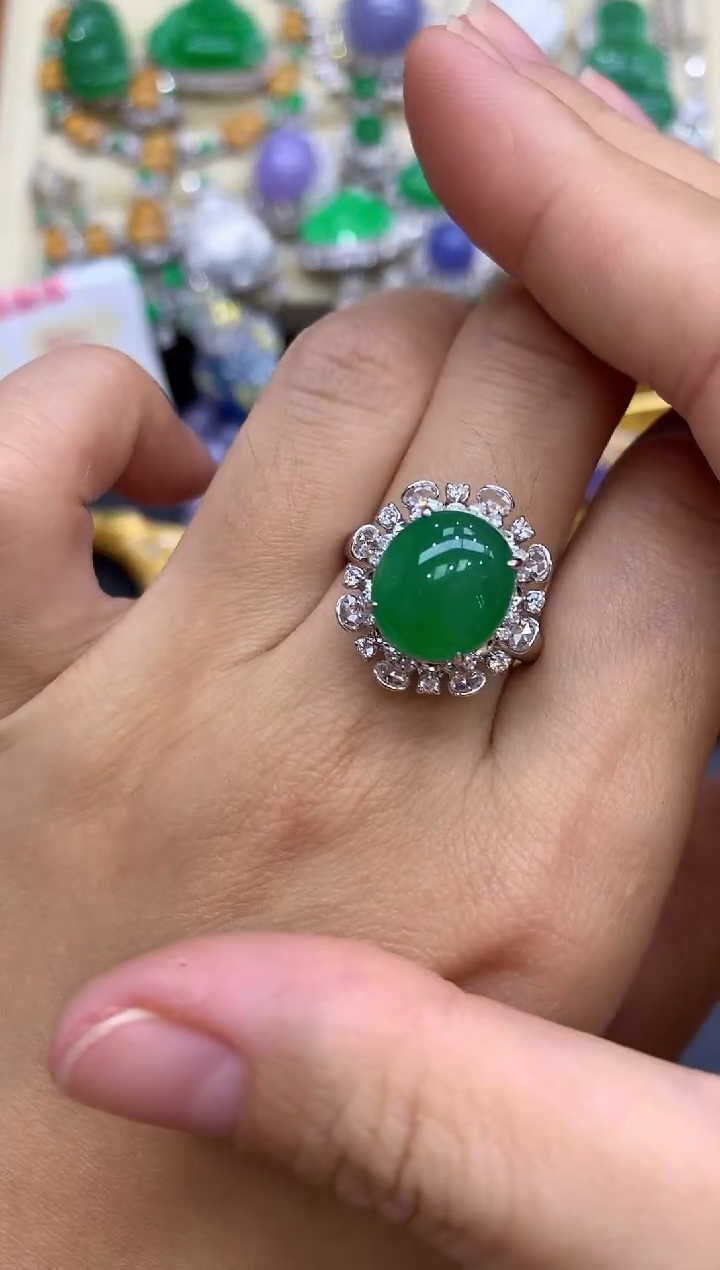 18K金镶嵌戒指翡翠767-中国好珍宝