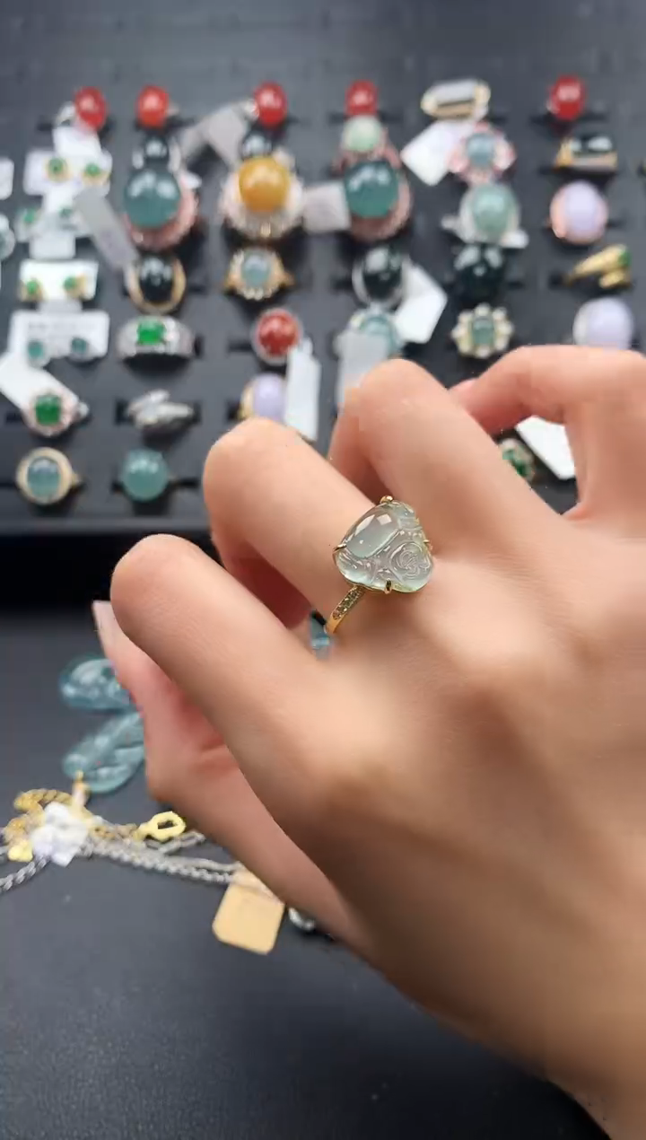 【闪购商品】翡翠戒指银S925镶嵌4654765476547654