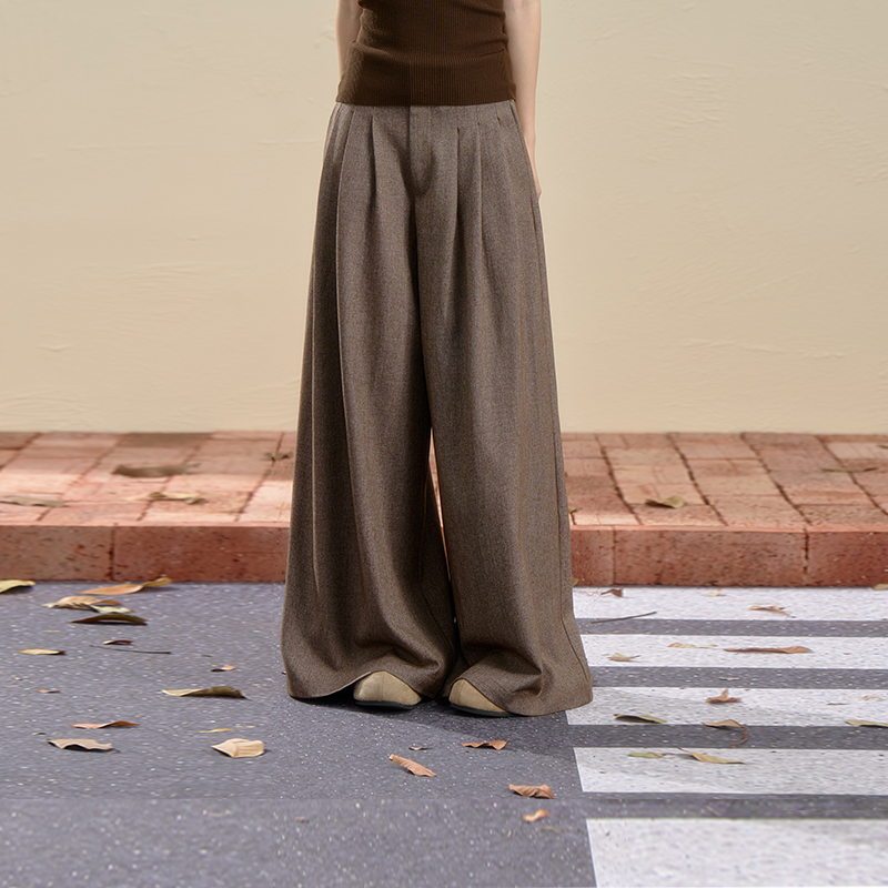 iNSLiiSA 高腰窄版阔腿西装裤女秋冬拖地松弛宽松垂感大摆长裤子