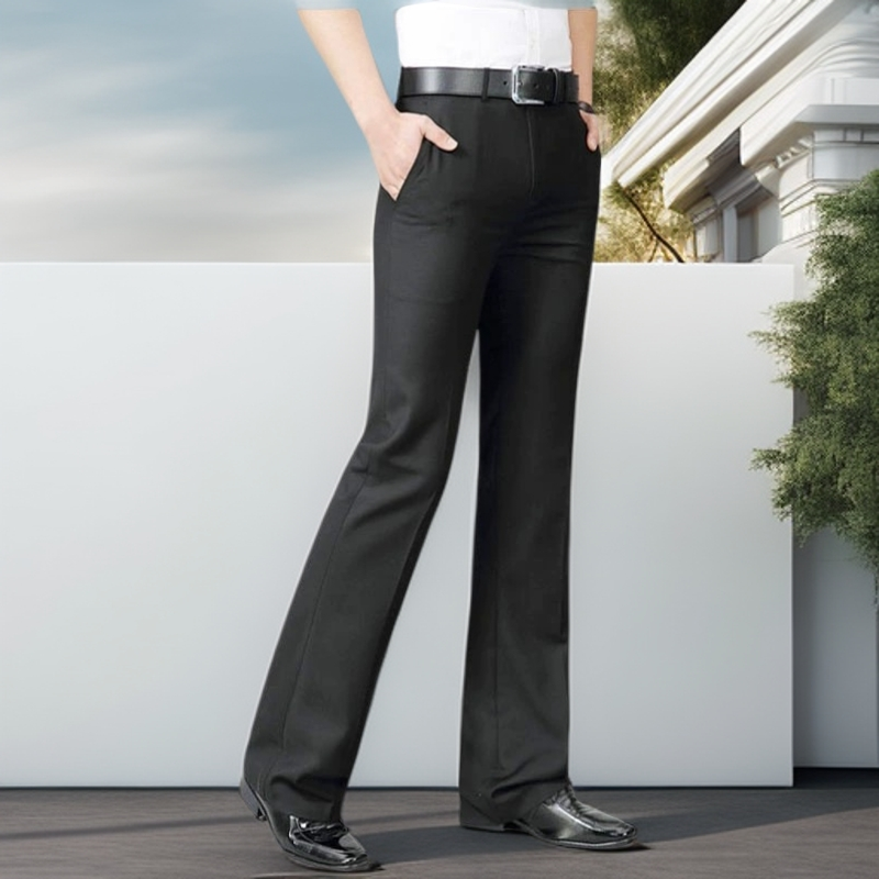 秋季男士喇叭裤高腰青年修身微喇叭裤免烫垂顺感大脚阔腿裤男加绒