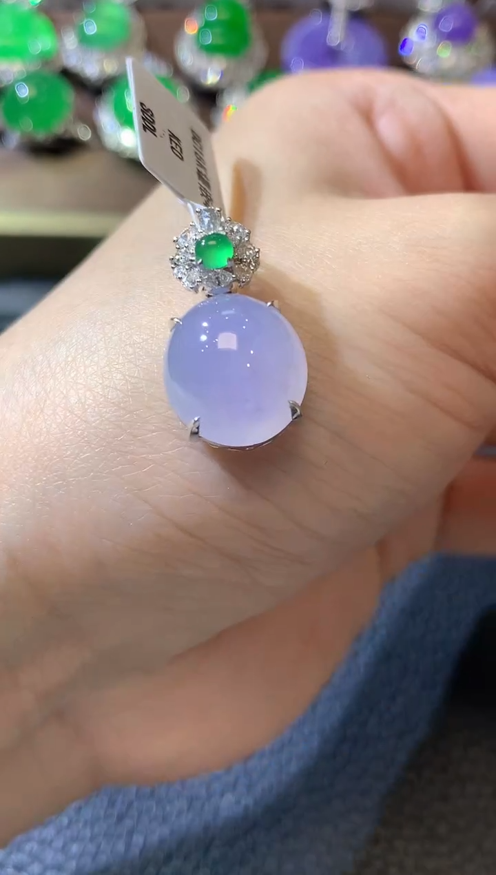 【闪购商品】翡翠吊坠(不含链)18K金镶嵌D30紫货有一定色差