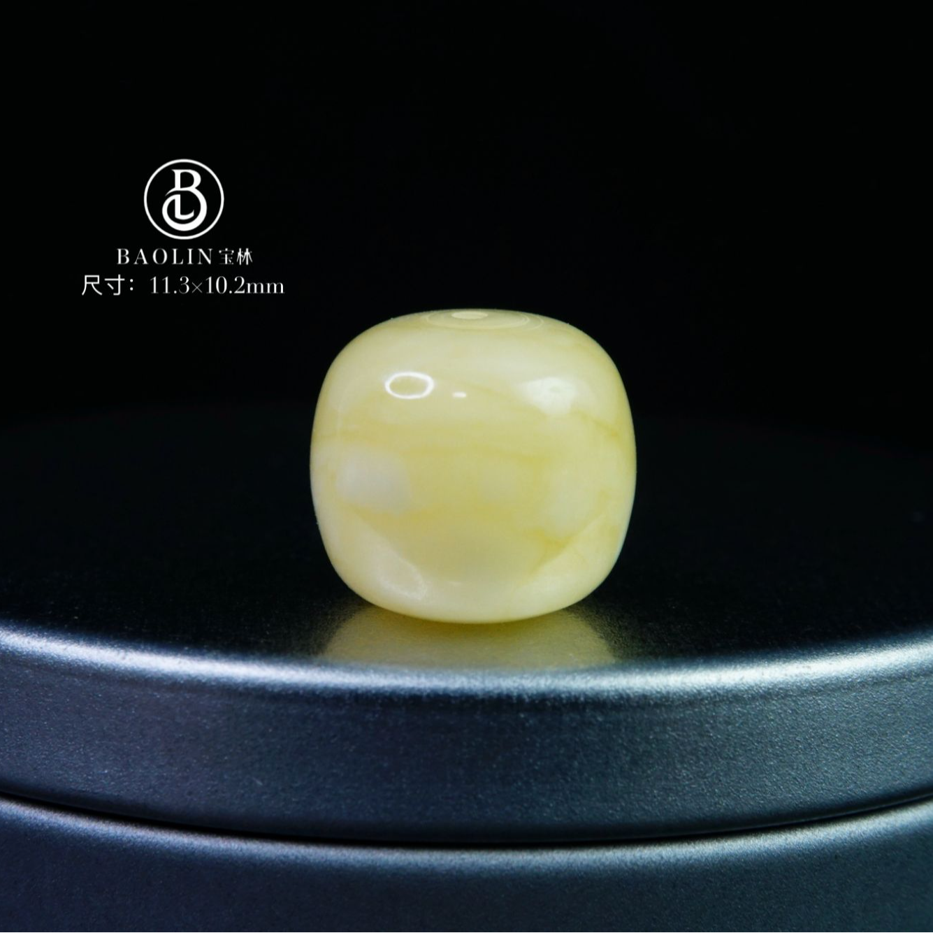 特惠-11.3mm金白虎皮妖花老型单珠 天然琥珀蜜蜡精品文玩配饰