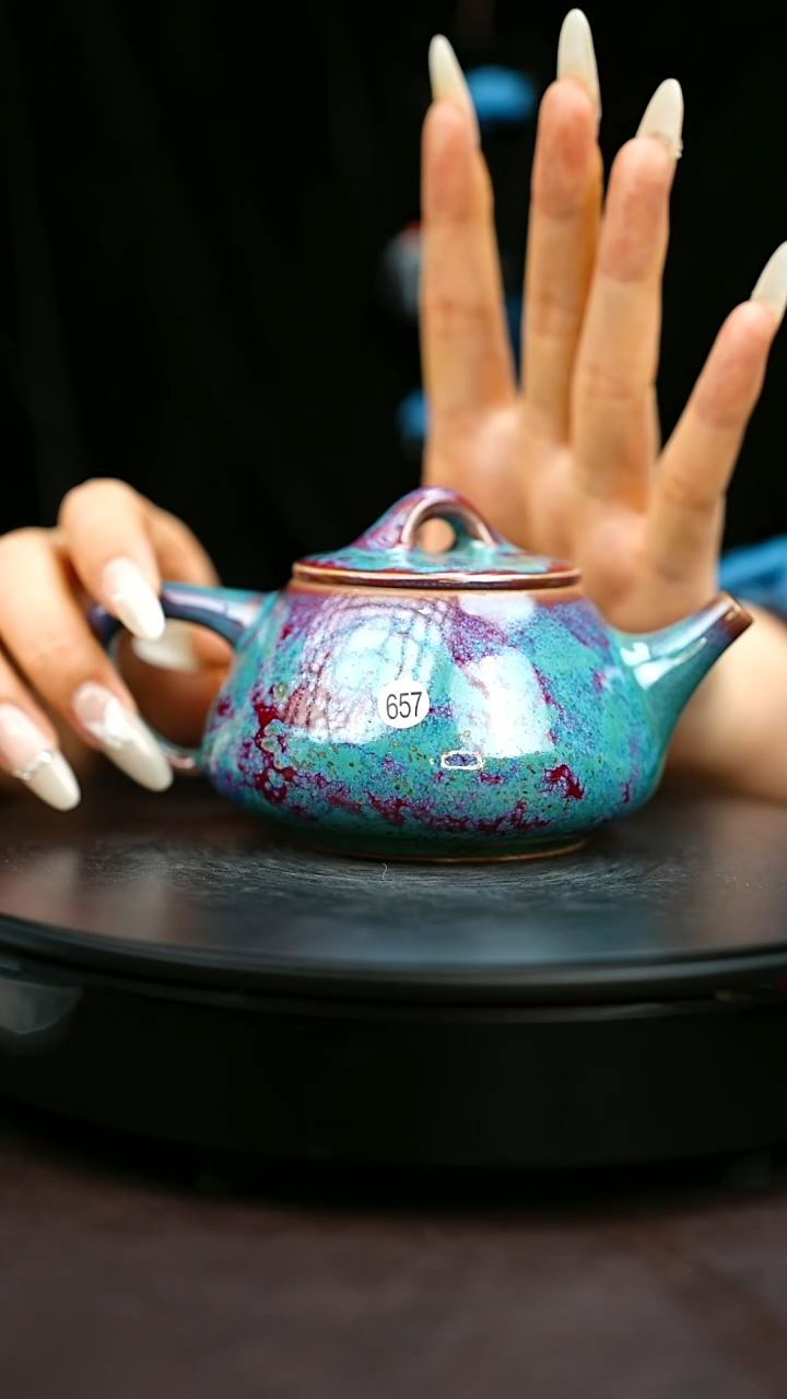 657#原矿钧瓷炉钧釉石瓢壶