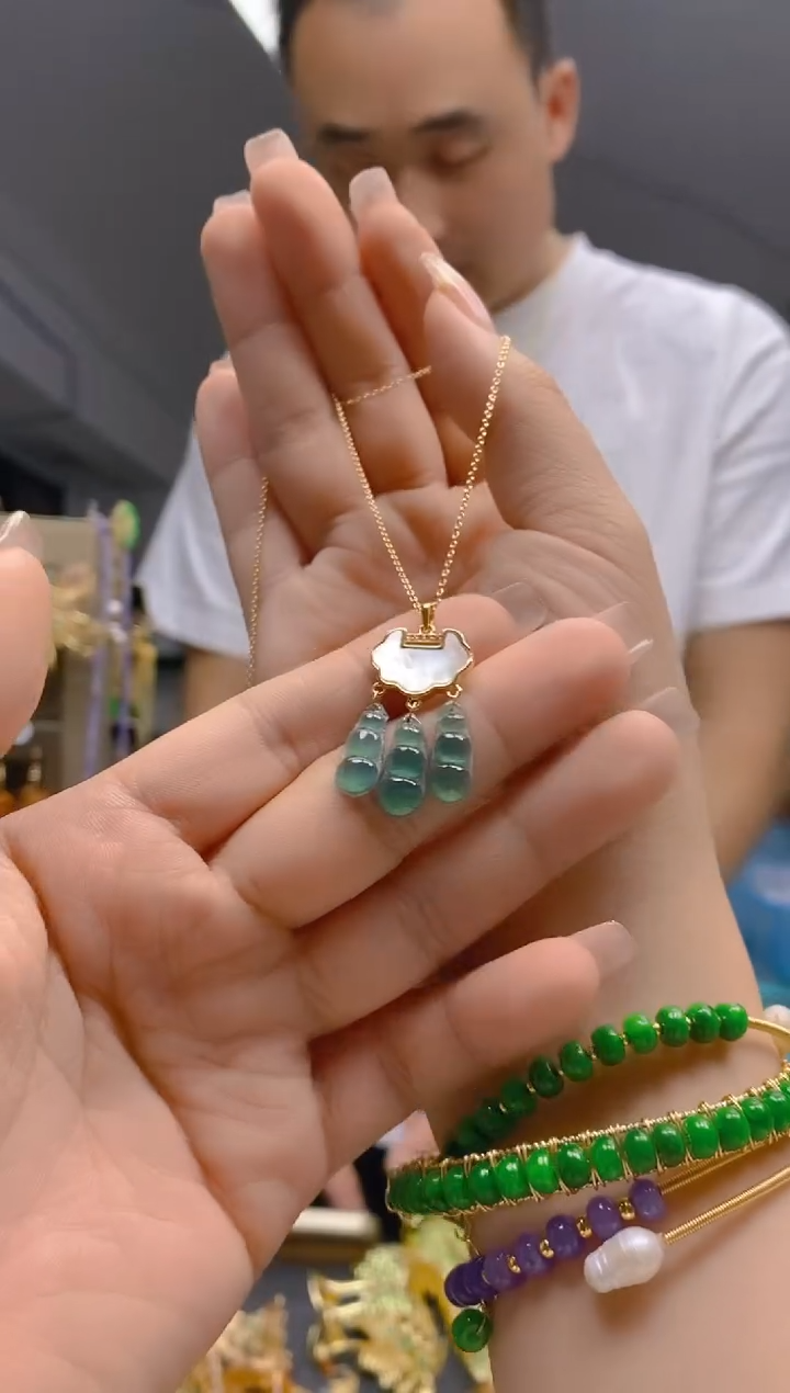 【闪购商品】翡翠耳饰合金317翡翠锁骨链