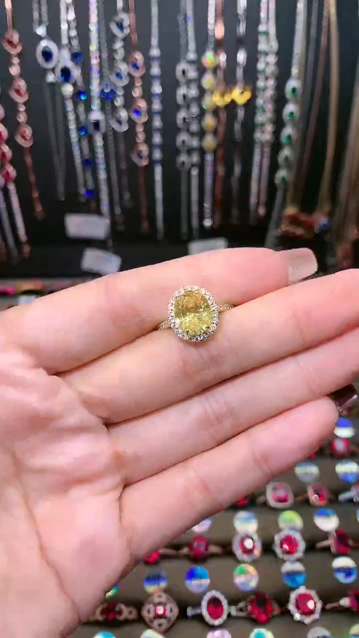 【闪购商品】水晶戒指银S925镶嵌金