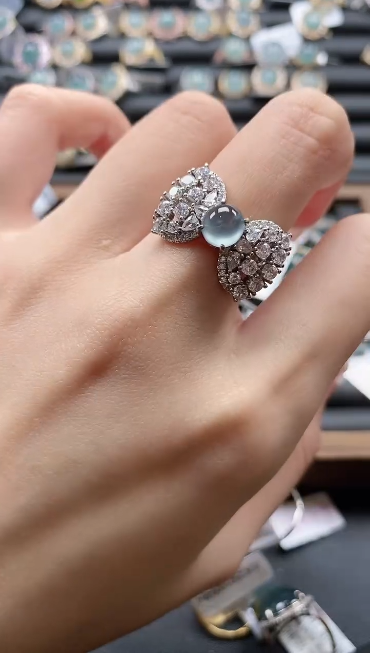 【闪购商品】翡翠戒指银S925镶嵌51151-3