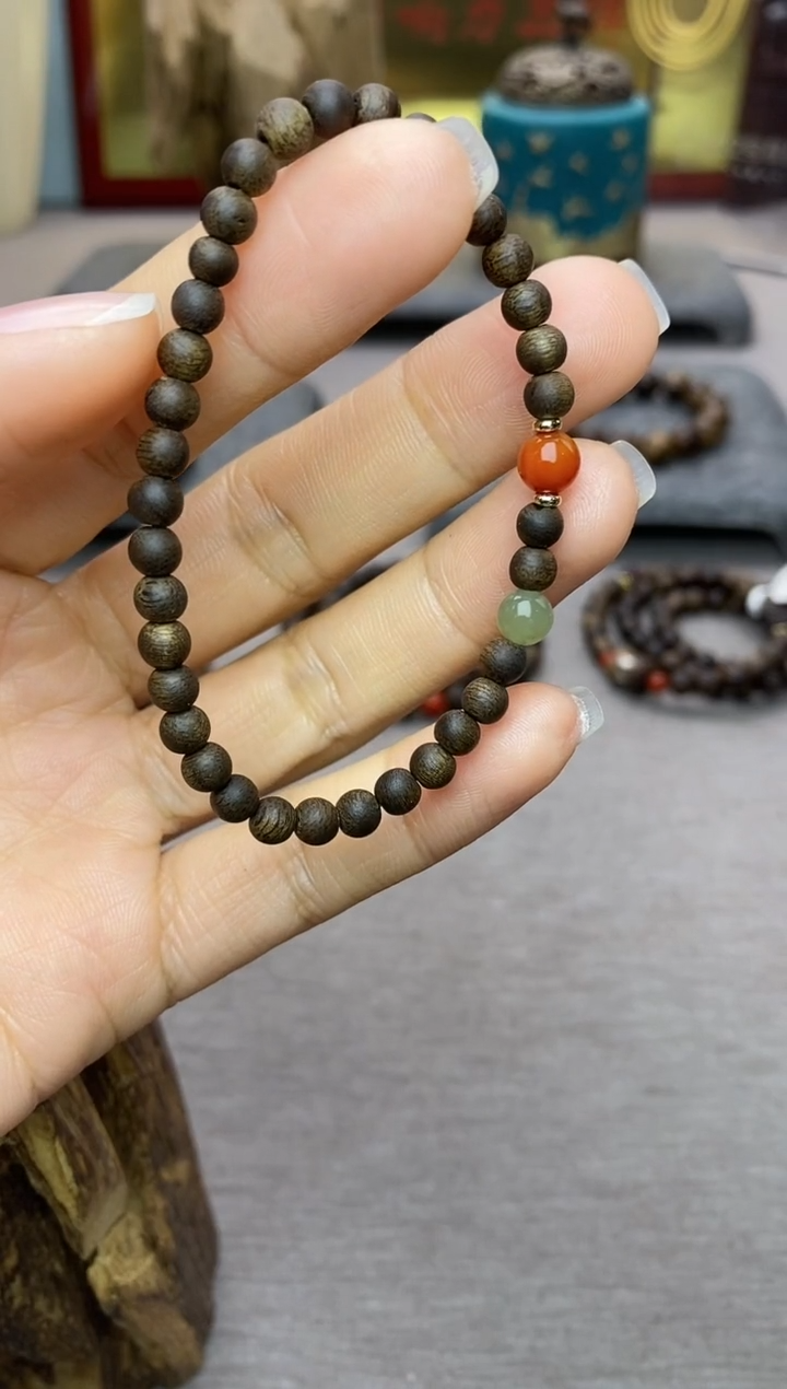 【闪购商品】沉香手串芽庄白棋楠04单圈＋配饰