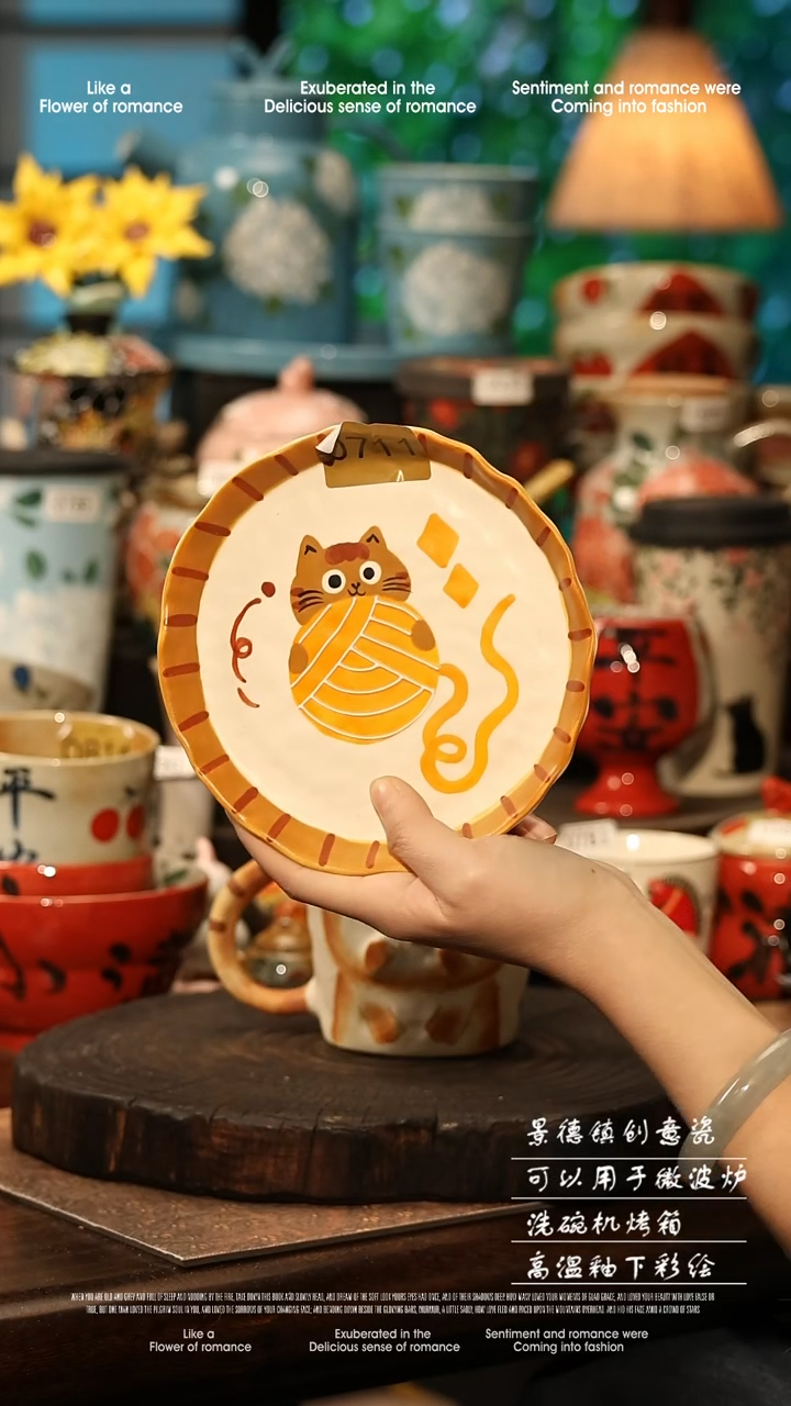 陶瓷景德镇高温釉下彩手工手绘款式