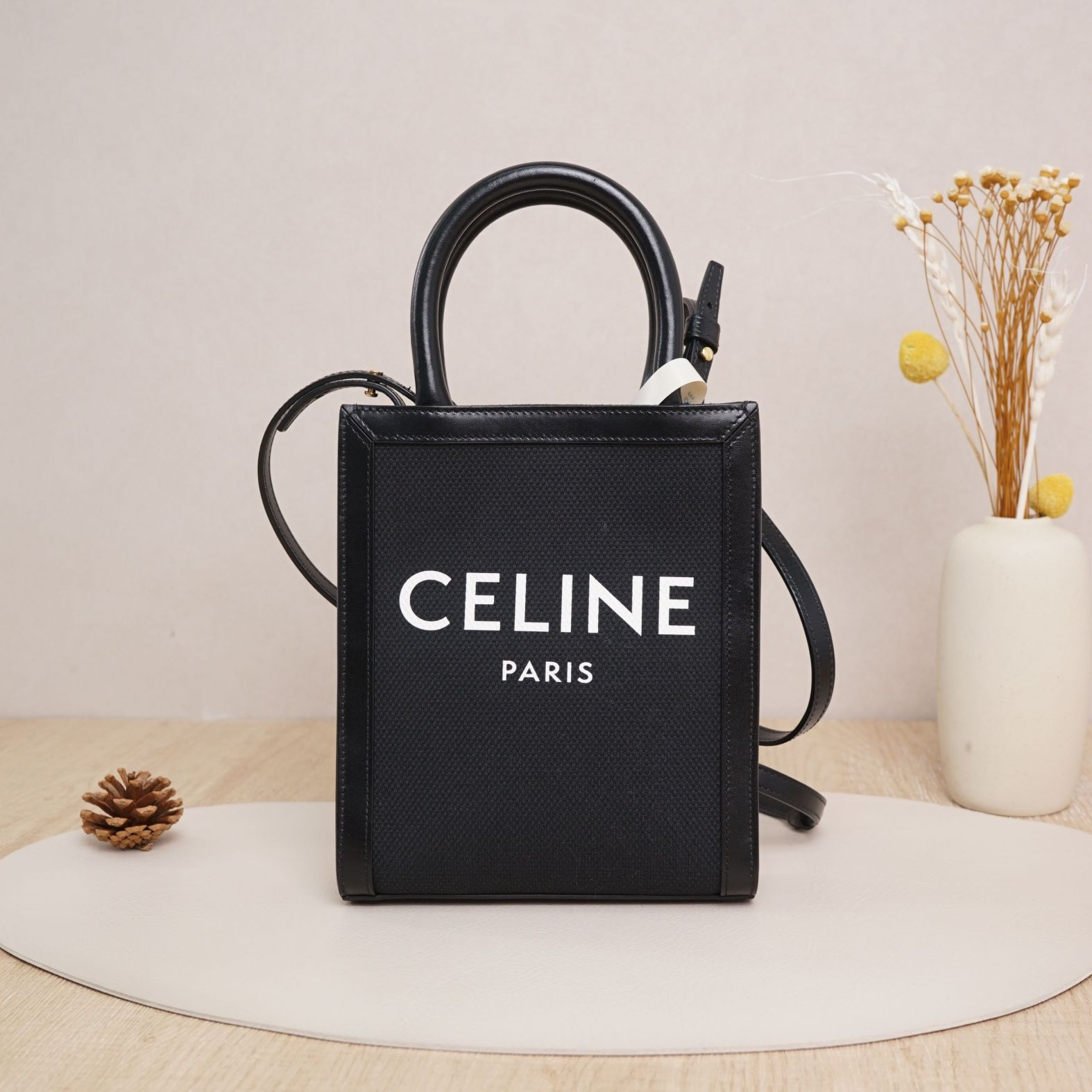 95新 Celine/思琳 赛琳琴谱mini黑白织物/DS046390