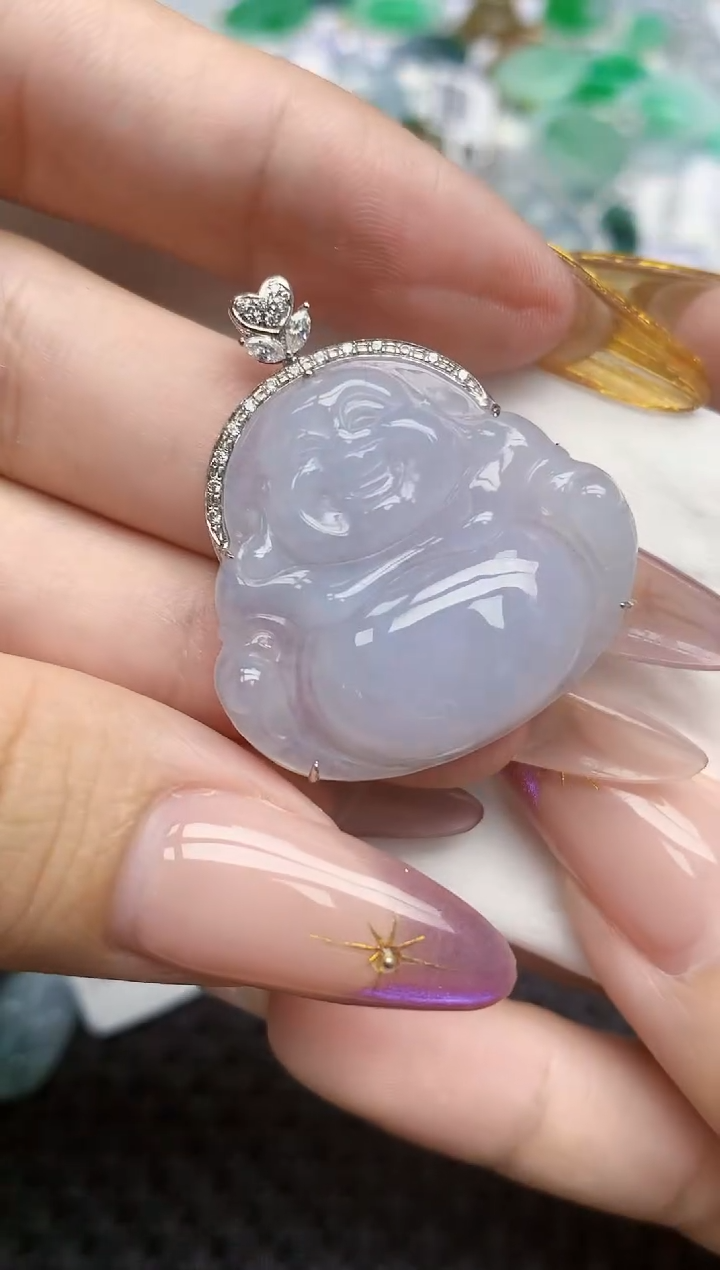 翡翠18K金镶嵌颈饰347   天然翡翠A货  百元以上9米证书费自理