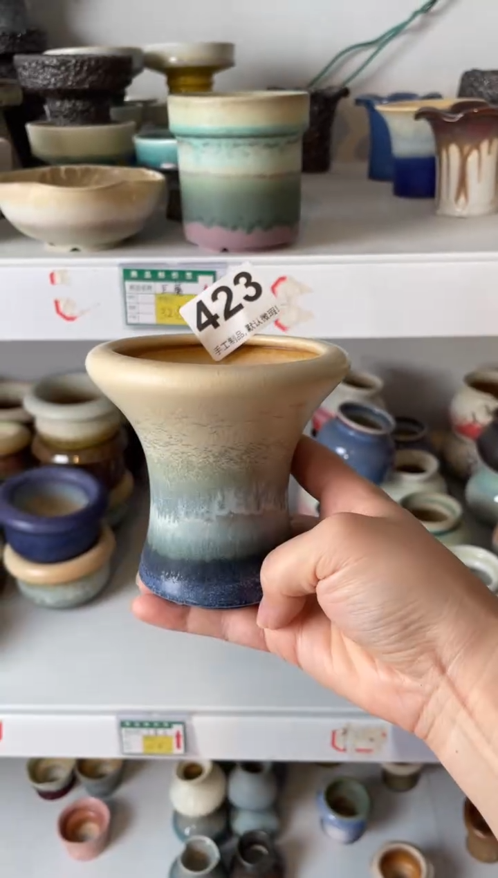 瓷片白*雨423知木小芳花盆