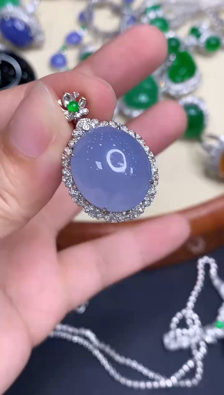 吊坠(不含链)18K金镶嵌翡翠691-中国好珍宝