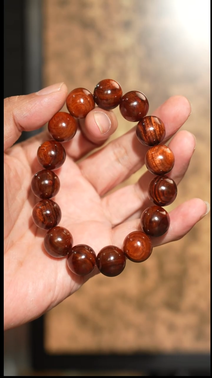 手串/手链黄花梨/降香黄檀骆*刺海南黄花梨15mm圆珠单圈 