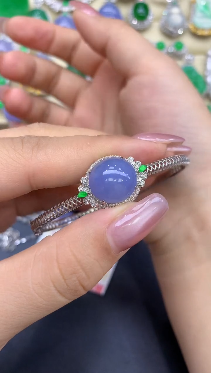 18K金镶嵌手镯翡翠407-中国好珍宝