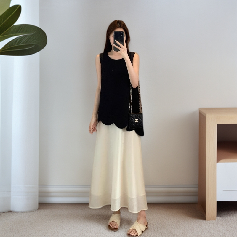 法式无袖夏季A字裙连衣裙吊带裙春夏时尚长裙