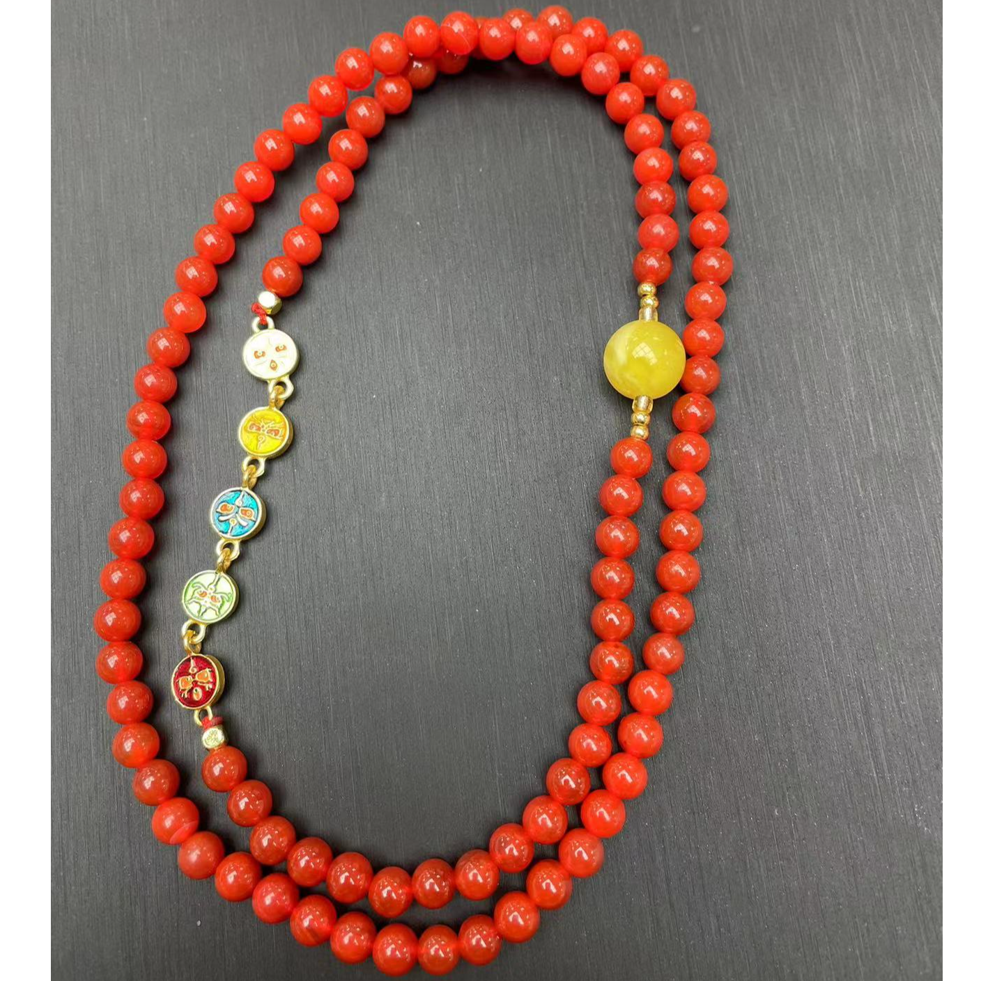 优选设计款五路财神红红火火锦红云南红玛瑙项链6mm多样性发其一