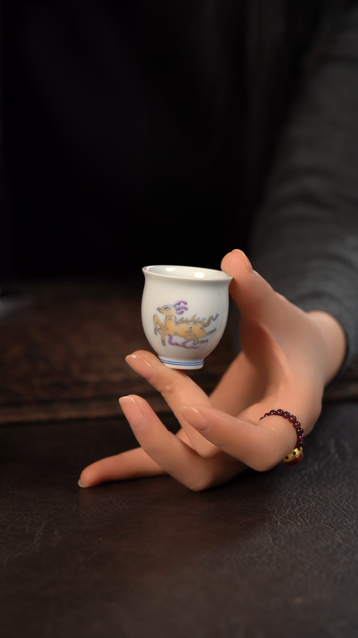 【闪购商品】杯活动价聚澜堂斗彩小鹿黄向前冲玉兰杯