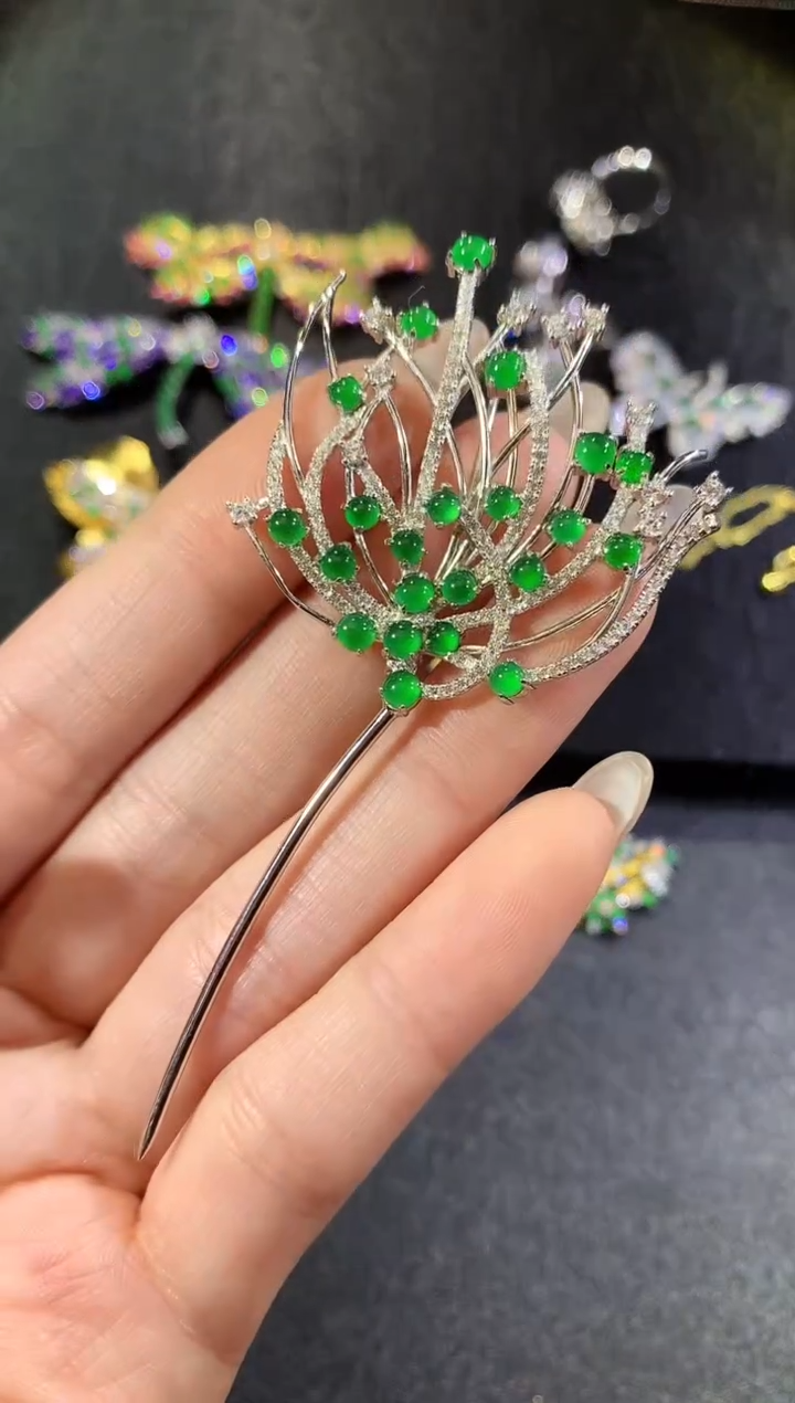 【闪购商品】翡翠挂件银S925镶嵌159-胸针