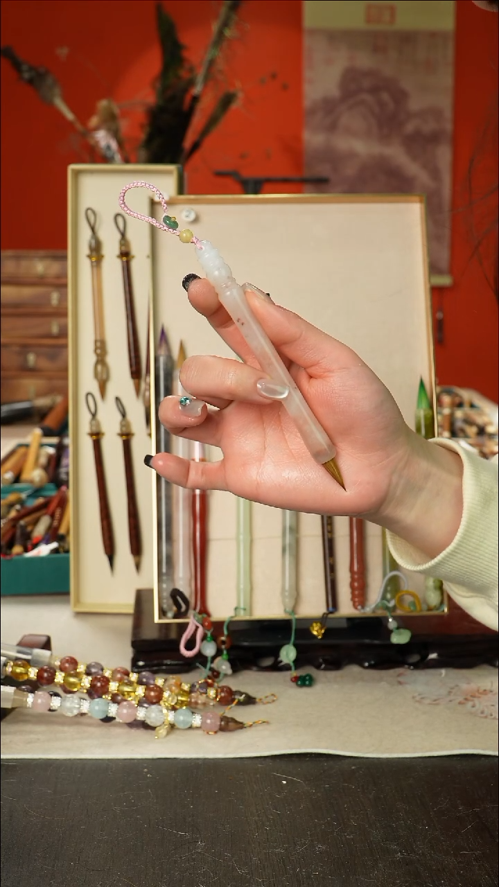 586号闪孤品高货毛笔链接 清水试笔 蘸墨不退