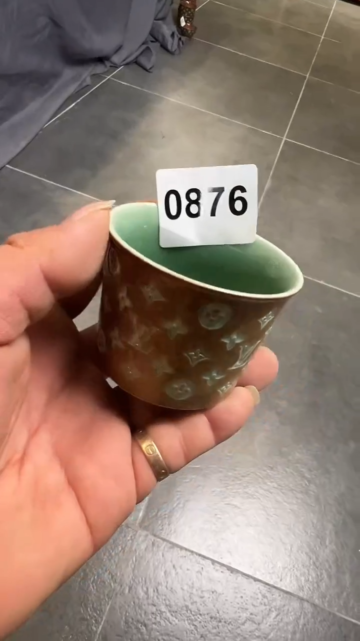 龙泉窑老花小冰桶双釉微瑕0876