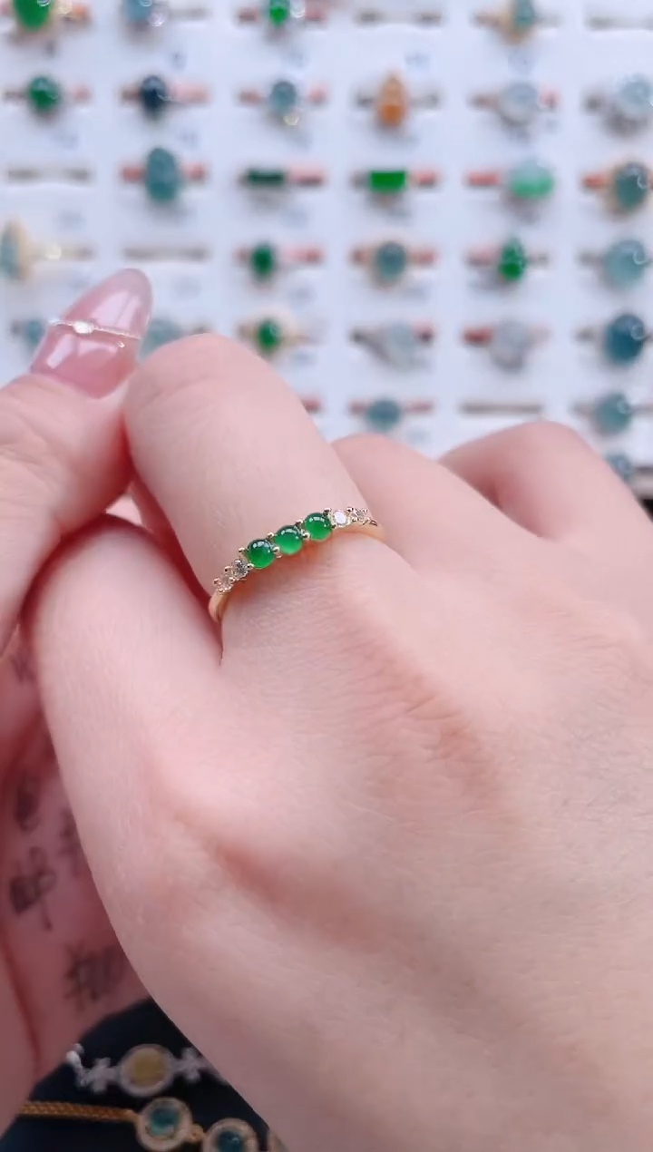 银S925镶嵌戒指翡翠天然翡翠