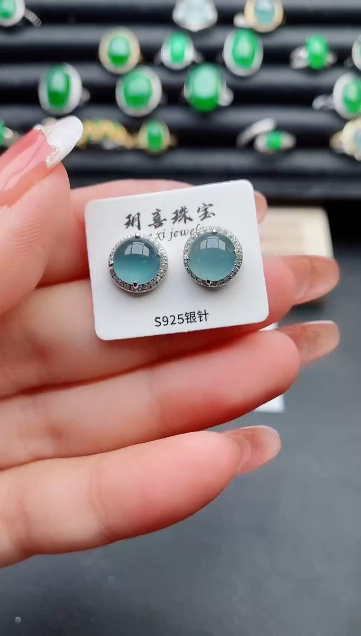 【闪购商品】翡翠耳饰银S925镶嵌312321