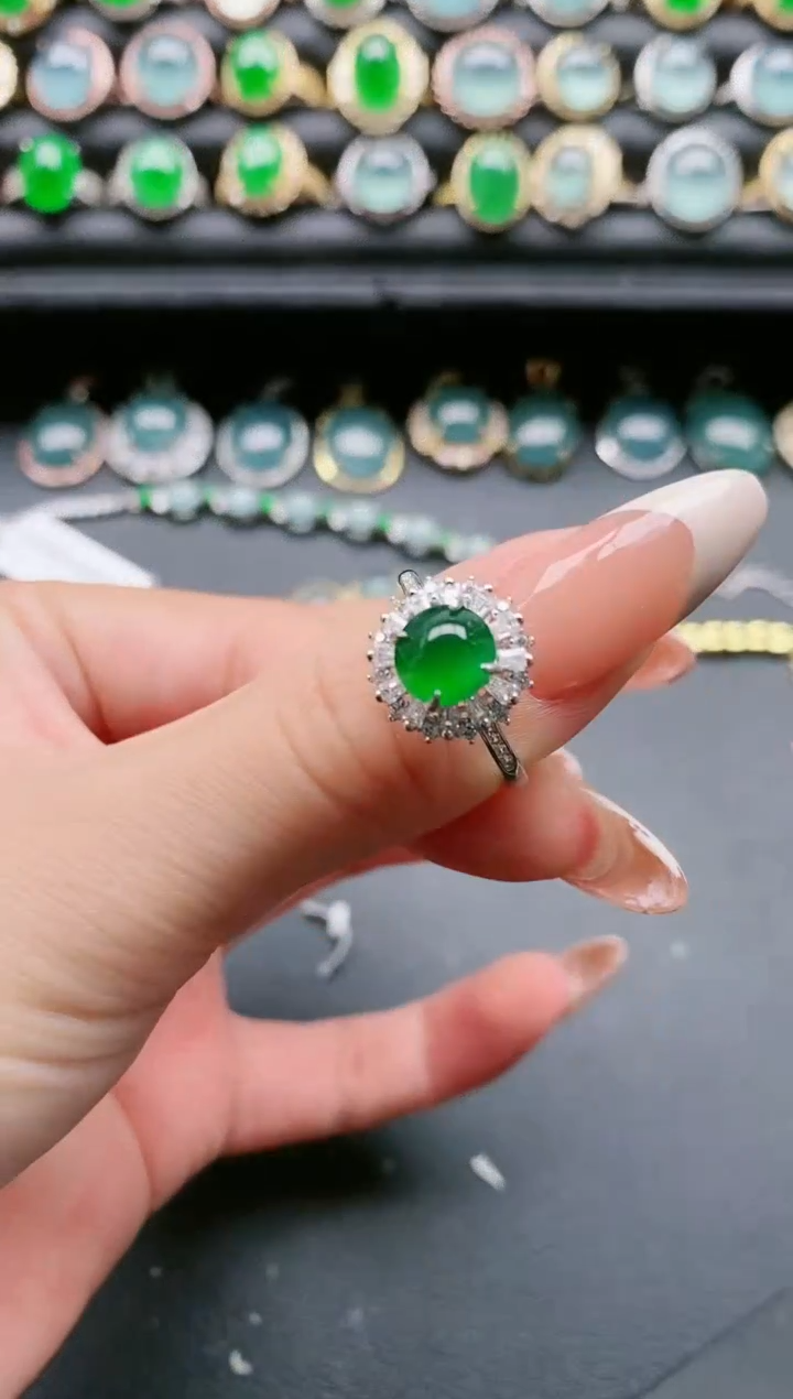 【闪购商品】翡翠戒指银S925镶嵌111111