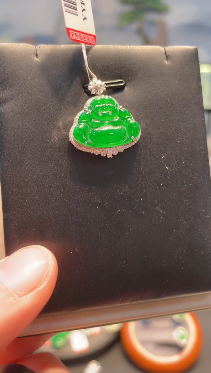 【闪购商品】翡翠颈饰18K金镶嵌A89天然A货翡翠