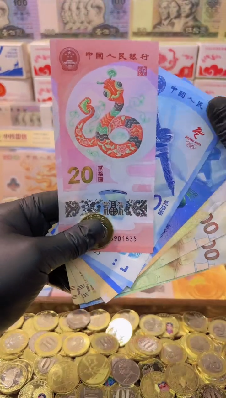 【闪购商品】其他普通金属福蛇献瑞纪念八钞一币合集（纸+塑料）