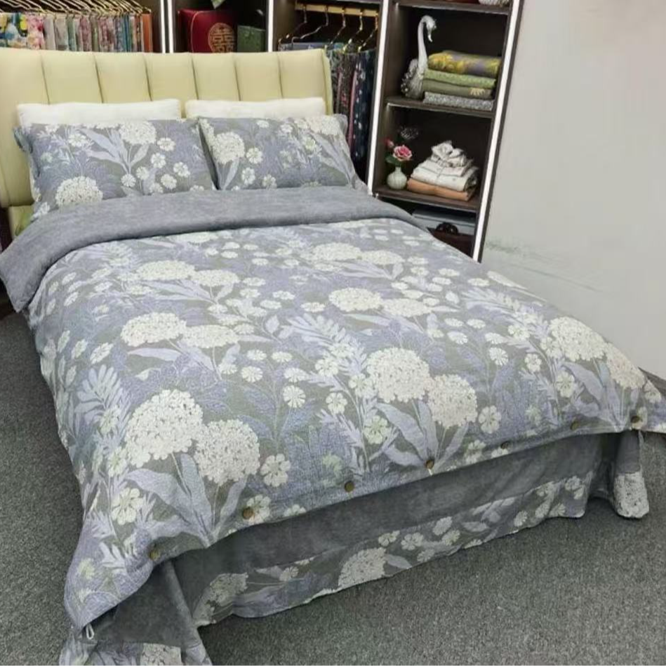 轻奢复古双层纱四件套--素影繁花四季通用高品质可机洗水洗上档次