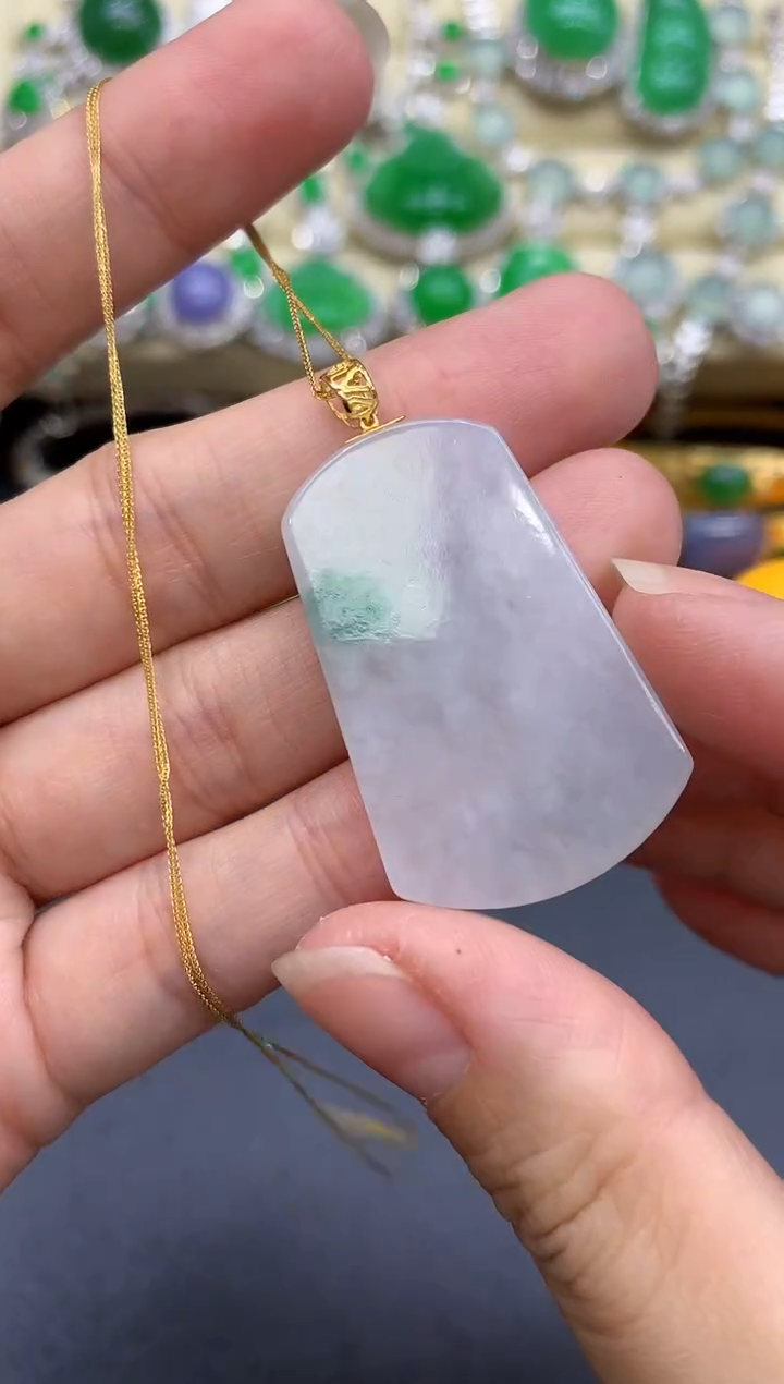 颈饰18K金镶嵌翡翠158-中国好珍宝