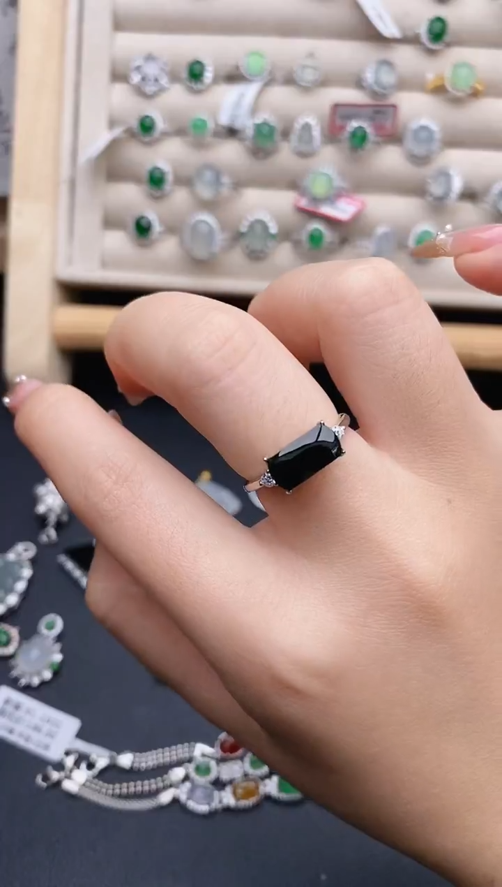 银S925镶嵌戒指翡翠0