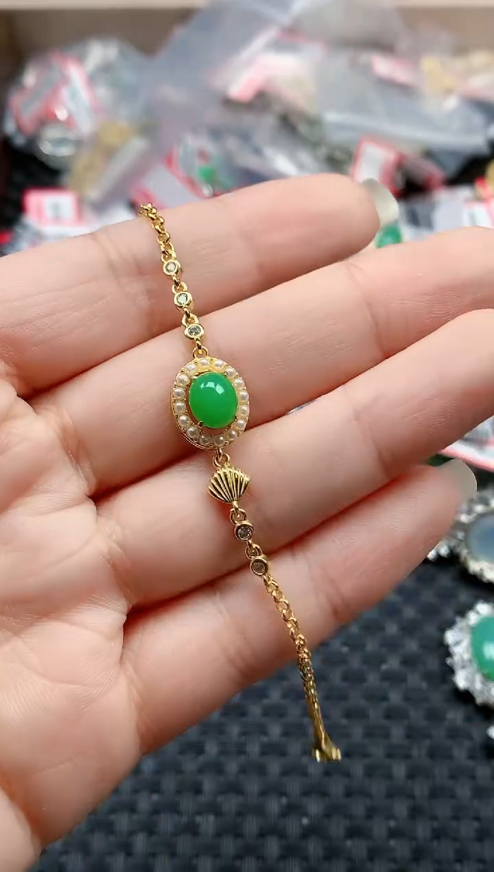 银S925镶嵌戒指翡翠天然A货缅甸翡翠