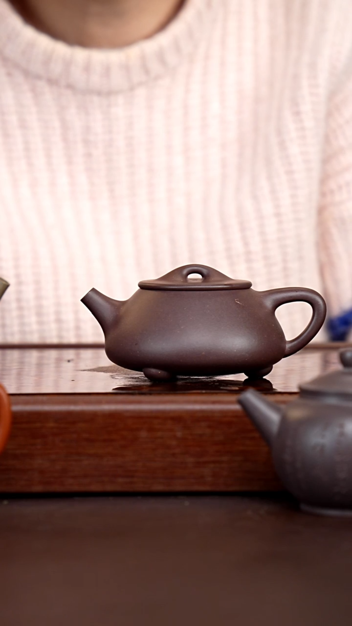 茶壶紫砂林*轩微瑕四号井底槽青景舟石瓢