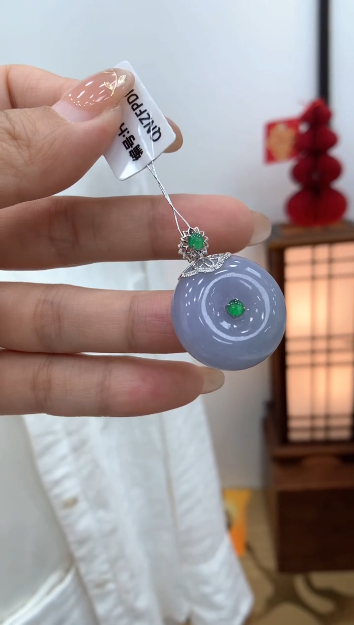 【闪购商品】翡翠颈饰18K金镶嵌平安扣吊坠