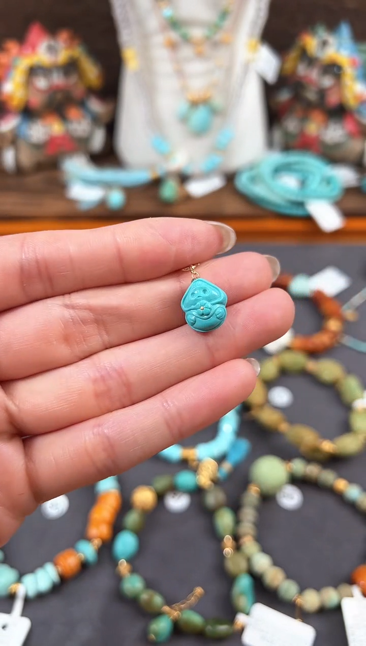 【闪购商品】绿松石提溜18K金镶嵌绿松石提溜