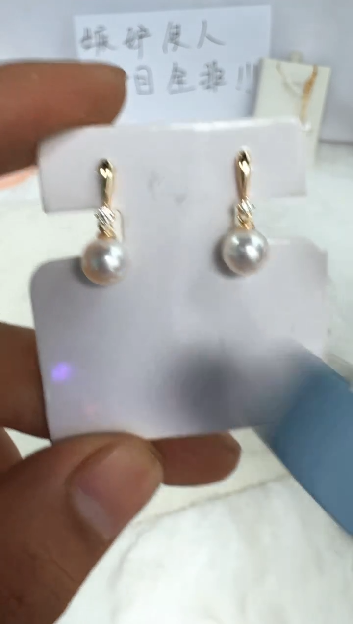 银S925镶嵌海水珍珠耳饰耳钉