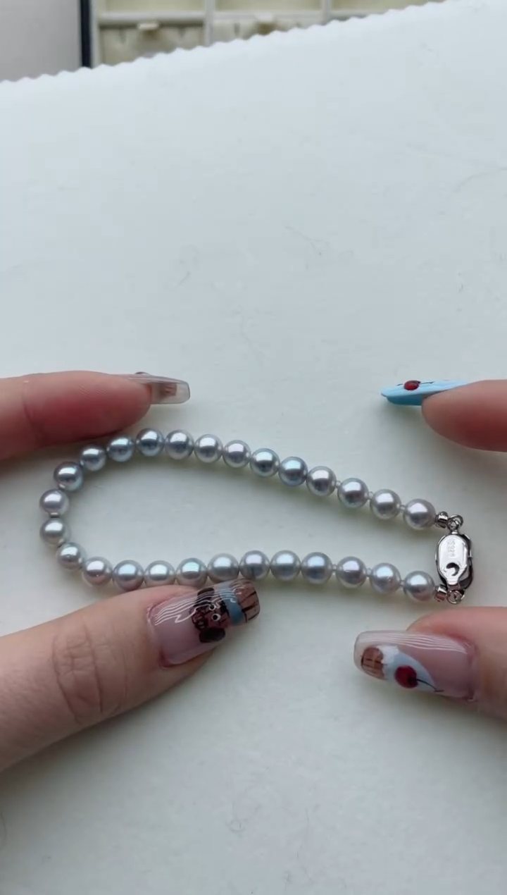 【闪购商品】银S925镶嵌海水珍珠手链16手围7