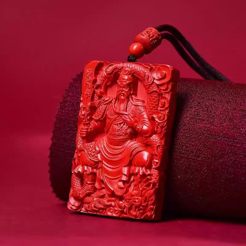 含辰砂工艺品高含量朱砂关公红砂吊坠男士霸气关二爷无事牌项链