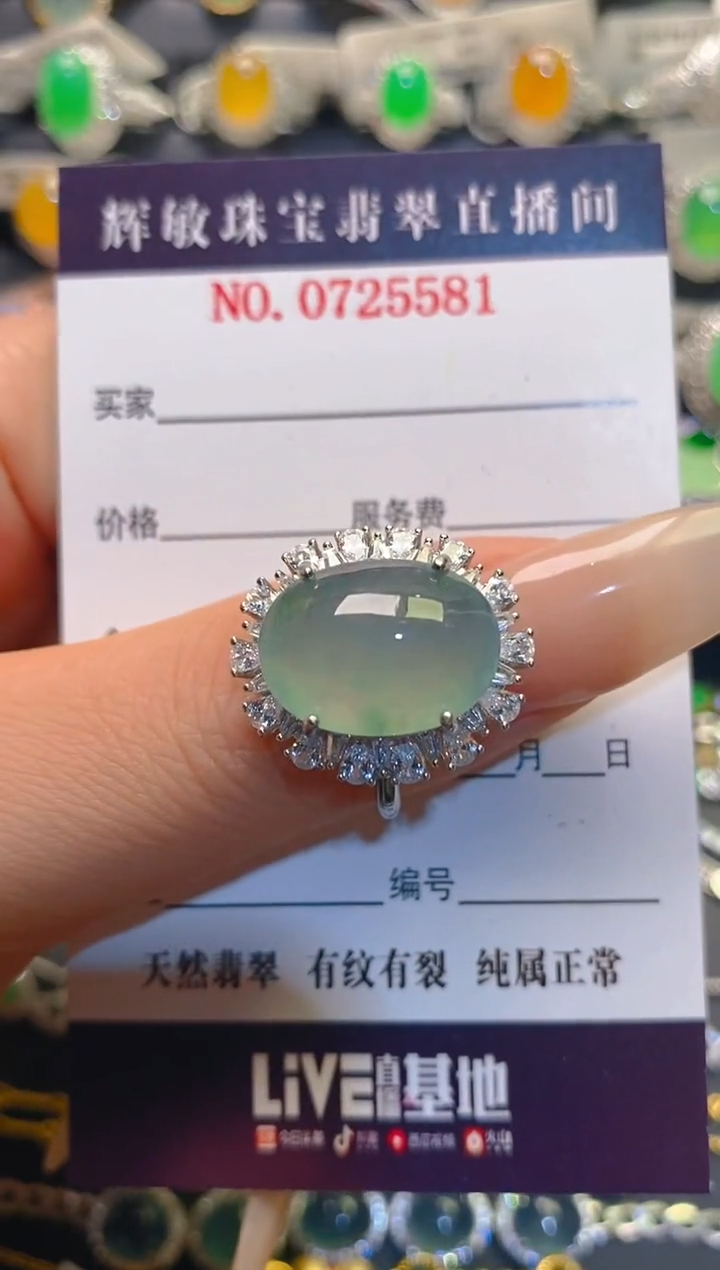 翡翠银S925镶嵌耳饰天然