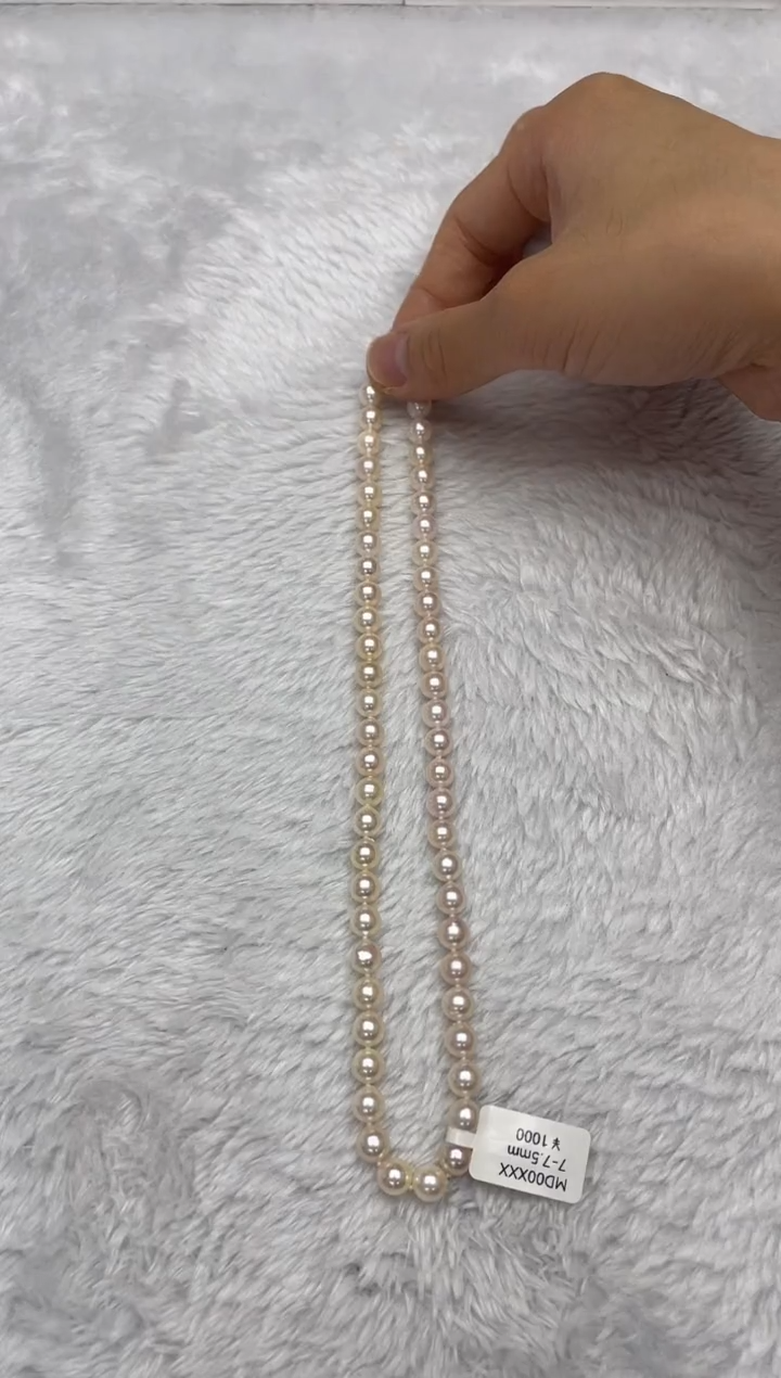 项链银S925镶嵌海水珍珠AK糖果7-7.5mm