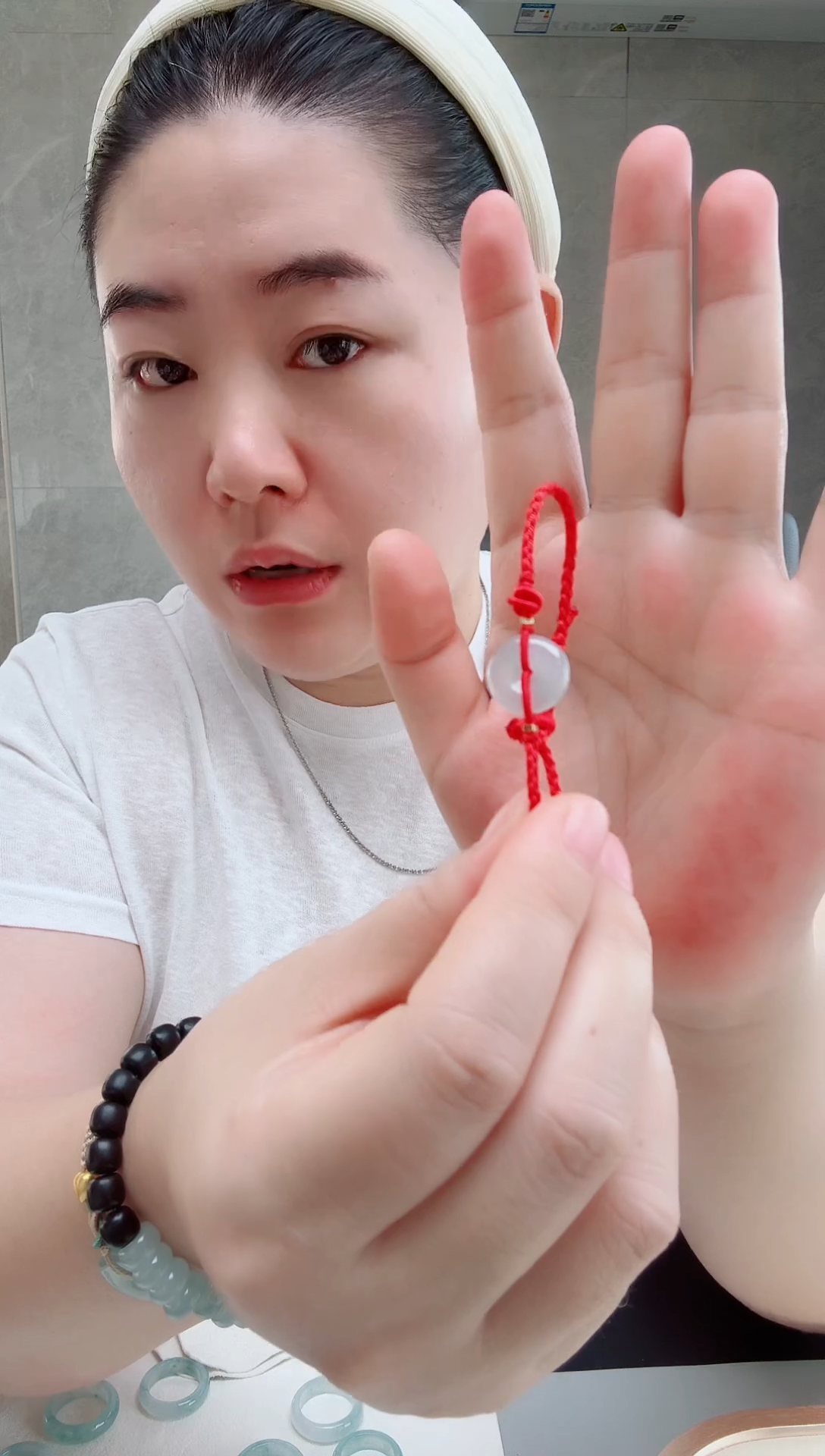 颈饰未镶嵌翡翠翡翠平安扣红手绳