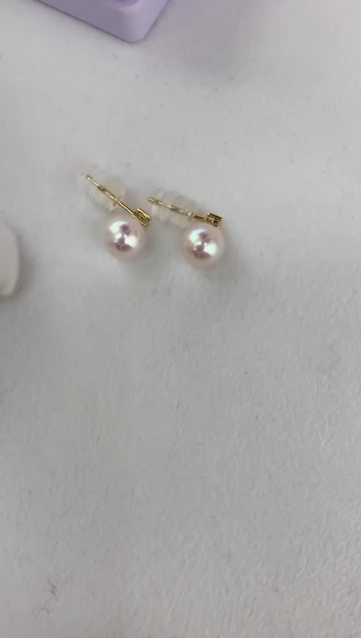 【闪购商品】海水珍珠耳饰18K金镶嵌王妃耳钉7.5-8