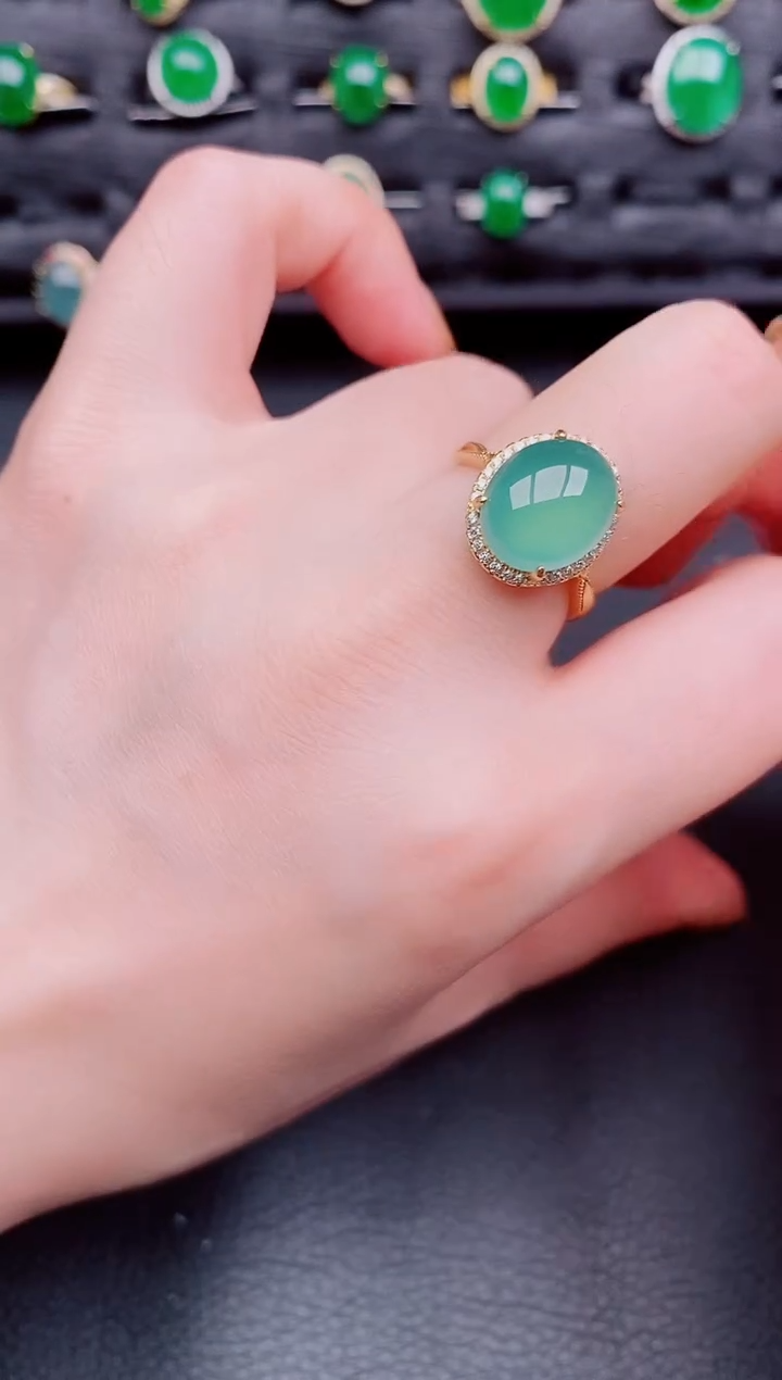 【闪购商品】翡翠戒指银S925镶嵌天然a货翡翠145