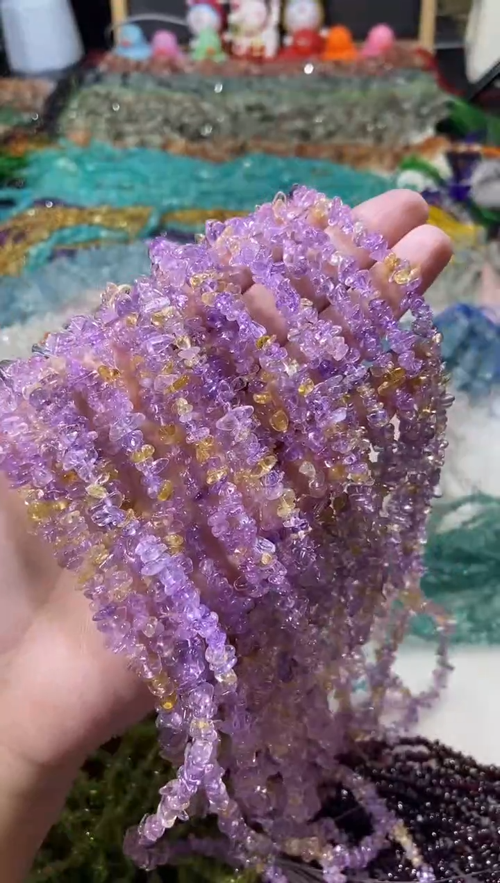 水晶珠宝半成品未镶嵌小紫黄晶