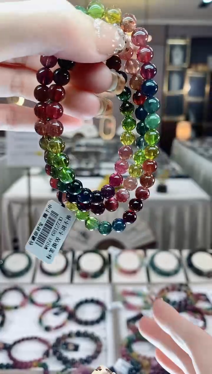 【闪购商品】碧玺三圈手串6mm+未镶嵌一物一证dan