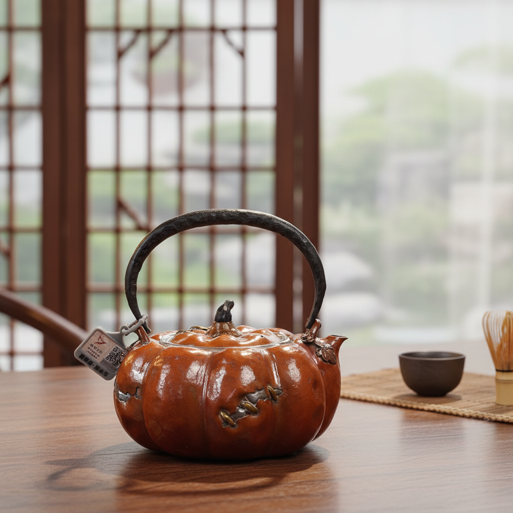 大师壶 铁把木钮铜包银南瓜提梁壶 SWA18189