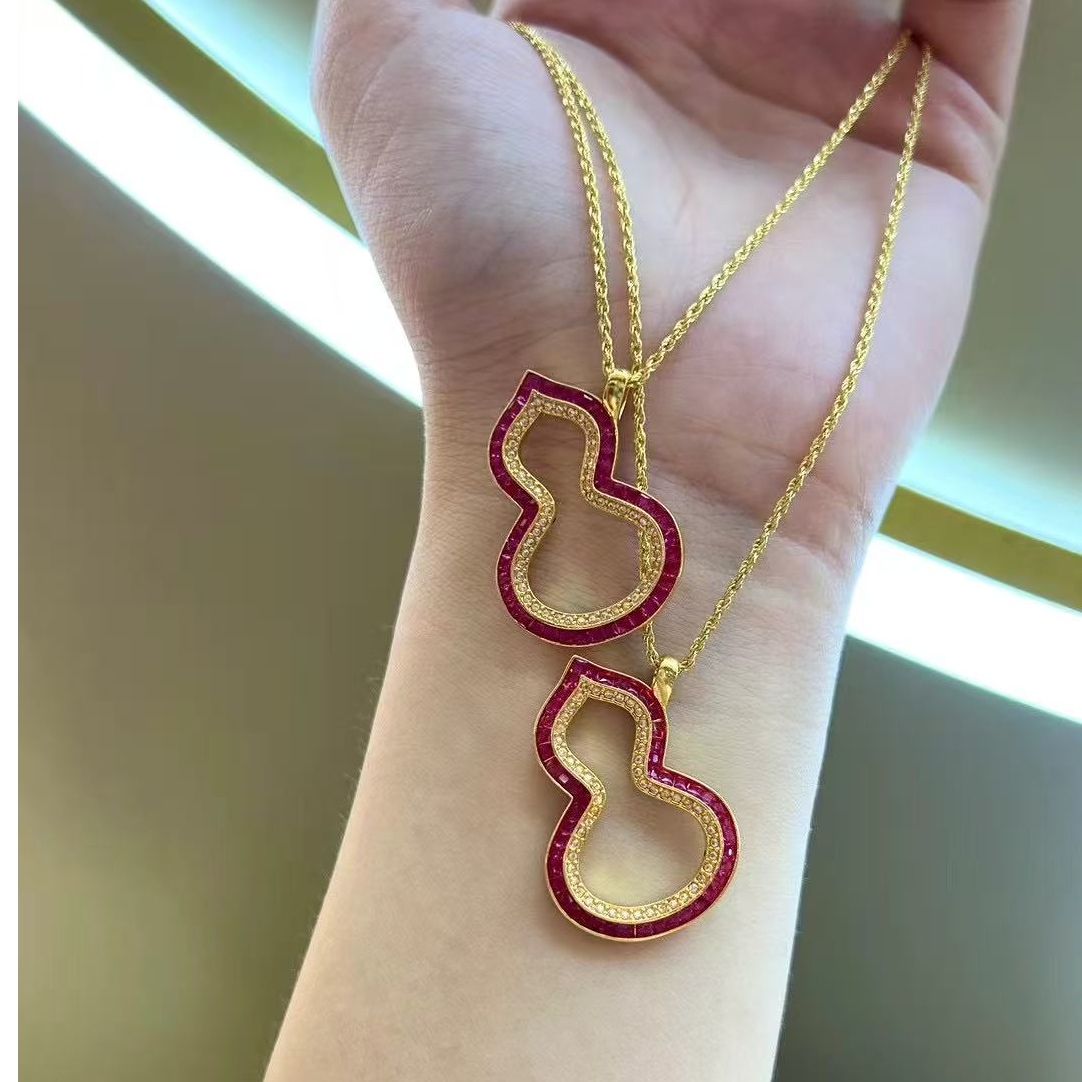 合成锆石18k金葫芦吊坠1225卡宽21mm*长30mm多样性发一