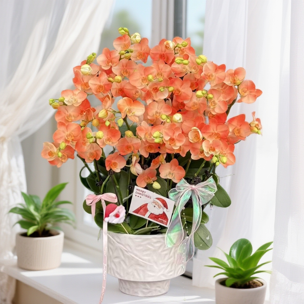  蝴蝶兰《橙美人》小众品种带香味马卡龙色系爆款 特殊工艺植物上色