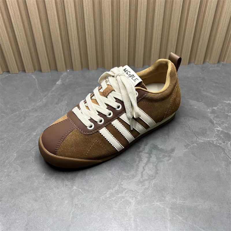 断码撤柜磨砂牛皮德训鞋内增高德训鞋系带拼色运动舒适百搭女